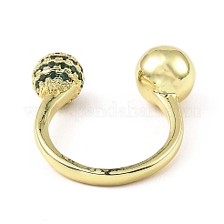 Открытое кольцо-манжета с кубическим цирконием и цветком RJEW-H218-01G-03