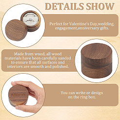Круглые деревянные коробочки для хранения колец для пар с бархатом внутри&nbsp;AJEW-WH0513-26C