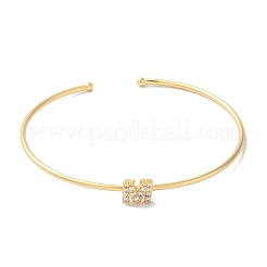 Браслеты на открытой манжете с прозрачным покрытием из латуни с микропаве и кубическим цирконием BJEW-A018-01G-M
