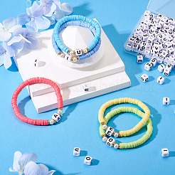 300 шт. акриловые европейские бусины с большими отверстиями в виде букв 5 стилей&nbsp;SACR-TA0001-43