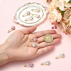 2 шт. подвески-булавки в форме сердца из латуни двух цветов с кубическим цирконием&nbsp;KK-YW0004-19