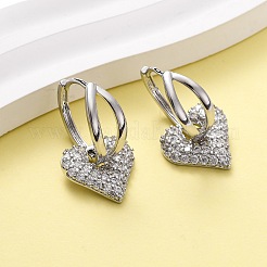 Латунные серьги-кольца из прозрачного кубического циркония EJEW-D322-08P