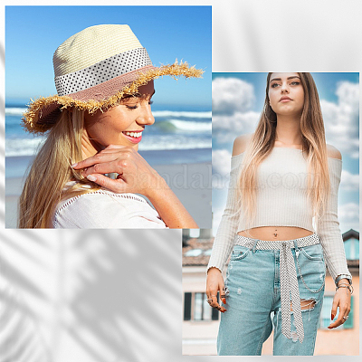 Длинный шелковый шарф из полиэстера с узором в горошек для женщин и девочек AJEW-WH20042-79A-1