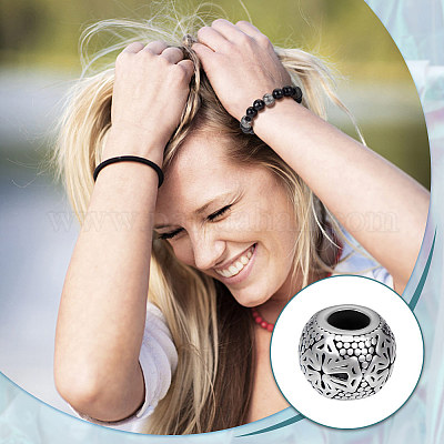 8 шт. европейские бусины из нержавеющей стали 304 STAS-UN0054-44-1