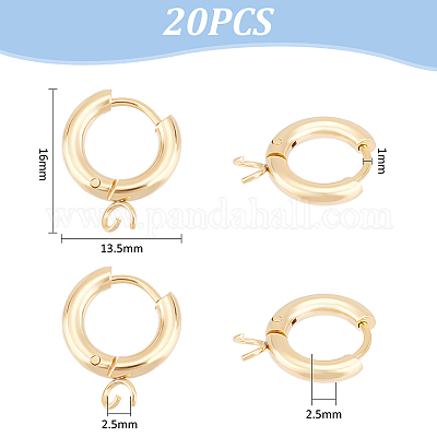 20 шт. фурнитура для сережек-колец Huggie Hoop из нержавеющей стали 201 STAS-UN0056-86-1