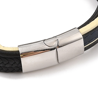 Плетеные браслеты из микрофибры и кожи BJEW-B096-26P-1