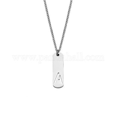 Прямоугольные ожерелья из нержавеющей стали 304 с вырезанными лазером инициалами FS-WG71FEF-05-1