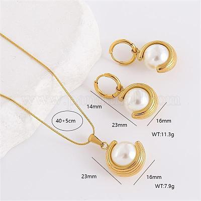 Комплекты из ожерелий и серег-колец из нержавеющей стали 304 JP6443-3-1