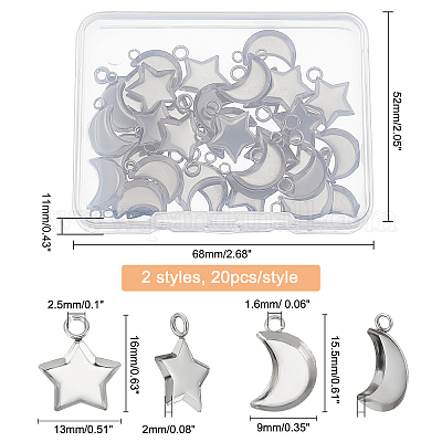 40 шт. 2 стиля подвески из нержавеющей стали 304 с кабошонами STAS-DC0003-76-1