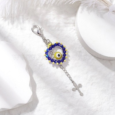 Подвеска в виде сердца из стеклянных бусин и лампворк ручной работы от сглаза HJEW-MZ00211-04-1