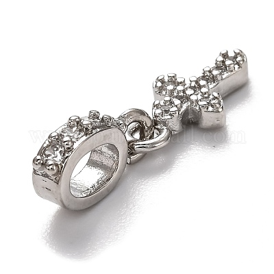 Латунь микропейв кубический цирконий европейские подвески с подвесками ZIRC-H119-01-1