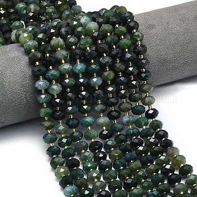 Природные моховой агат бисер нитей G-P573-A19-01-1