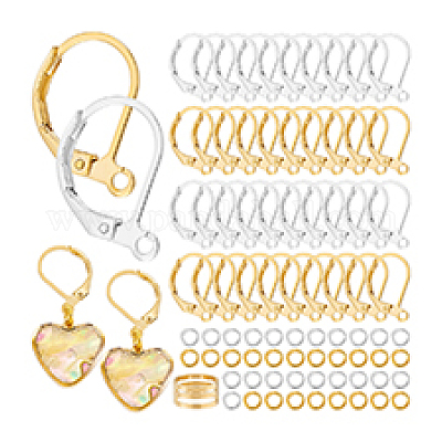 Фурнитура для сережек с застежкой-молнией из латуни с соединительными кольцами и латунными кольцами DIY-PH0023-17-1