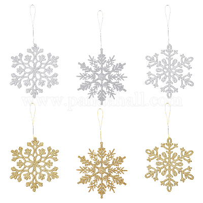 12 комплект из 6 пластиковых подвесок в виде рождественских снежинок AJEW-GA0006-04-1