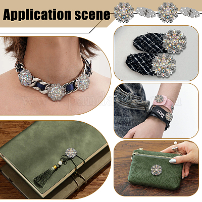 20 шт. заклепки из цинкового сплава со стразами и стеклом BUTT-NB0001-84C-1