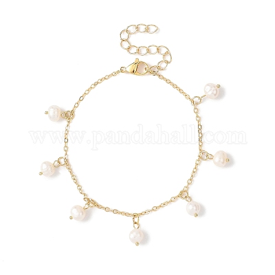 Браслеты с подвесками из натурального культивированного пресноводного жемчуга BJEW-JB12883-1