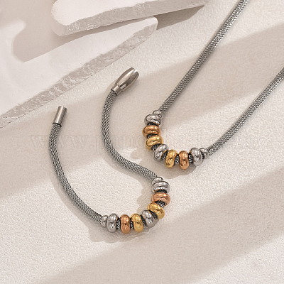 Элегантные комплекты из нержавеющей стали с ожерельем и браслетом в стиле хип-хоп в форме ронделей KY2980-1