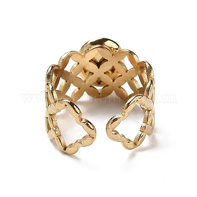 Ионное покрытие (ip) 304 нержавеющая сталь полые широкие открытые манжетные кольца RJEW-F167-03G-02-1