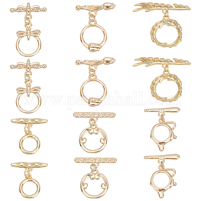 12 шт. 6-х стилевые латунные застежки-тоглы KK-PH0011-40G-1