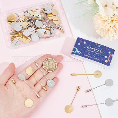 60 набор 2-х цветных круглых латунных значков для лацканов KK-SC0004-99-1