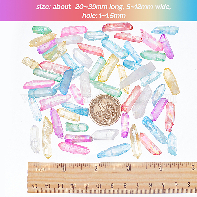 1 нить гальванизированных бусин из натурального кварцевого кристалла G-OC0002-48-1