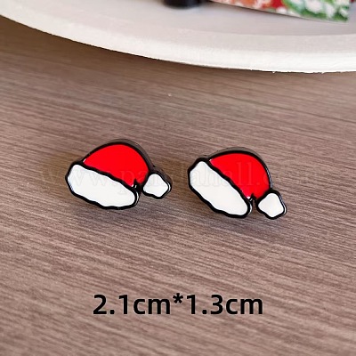 Серьги-гвоздики из смолы с рождественской тематикой FS-WG62E75-12-1