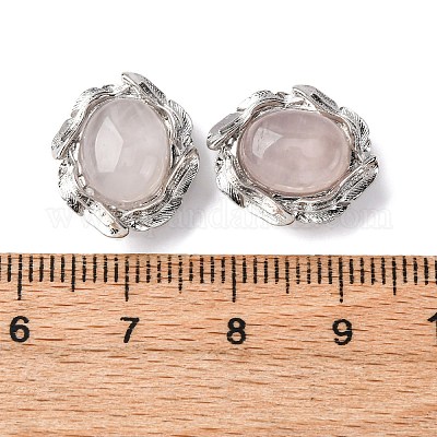 Овальные многорядные звенья из натурального розового кварца G-G207-02P-09-1