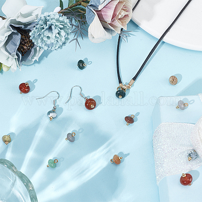 48 шт. 12 стиля смешанных драгоценных камней рондель шармы с полкой покрытие латунные петли FIND-DR0001-37-1