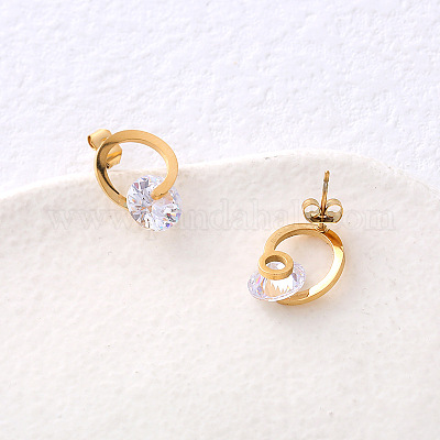 Овальные серьги-гвоздики из нержавеющей стали ES3384-1