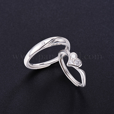 Потрясающие парные кольца из стерлингового серебра с родиевым покрытием JR373A-1