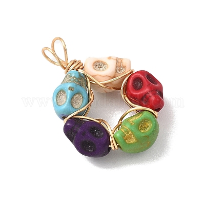 Подвески в виде черепов из синтетической бирюзы PALLOY-JF04676-1