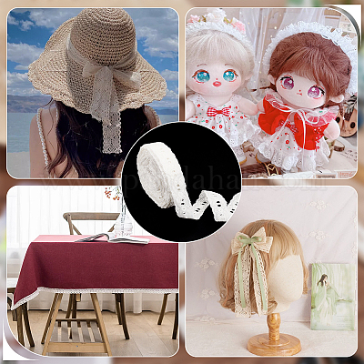 15 ярд хлопковых кружевных лент с цветочной вышивкой SRIB-WH0011-178-1