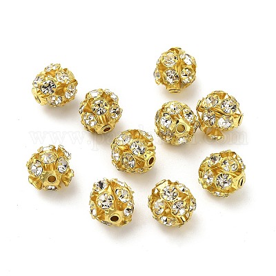 10 мм латунные хрустальные бусины со стразами KK-S519-01C-02G-1