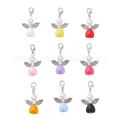 Подвеска в виде сердца в виде ангела из акрила HJEW-JM04186-1