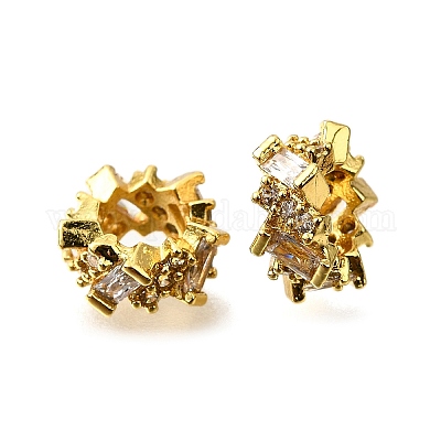 Колонка латунные микро проложить кубического циркония европейских бусы KK-L230-05G-1