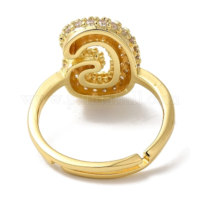 Стойка покрытие буква латунь микро паве прозрачный кубический цирконий регулируемые кольца для женщин KK-S391-03G-G-1