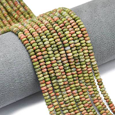 Природные Unakite бисер нитей G-P575-A12-4x2mm-01-1