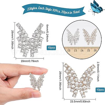 20 шт. 2 стиля кабошонов из сплава со стразами FIND-CA0006-51-1