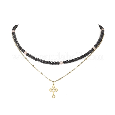 Двухслойные подвески-цепочки из нержавеющей стали 304 NJEW-JN05510-01-1