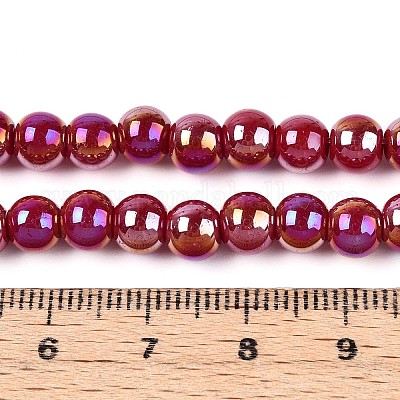 Гальванические непрозрачные стеклянные бусины GLAA-T032-P6mm-AB23-1