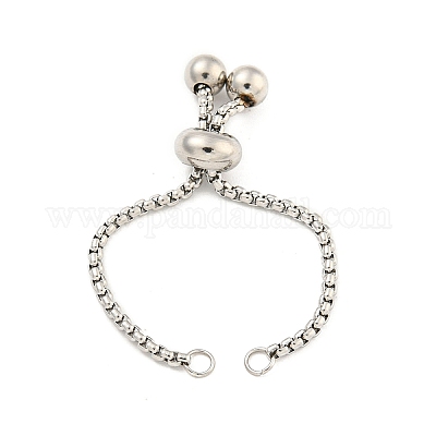 Не тускнеющий регулируемый браслет из нержавеющей стали 304 с цепочкой-слайдером MAK-L038-001P-03-1