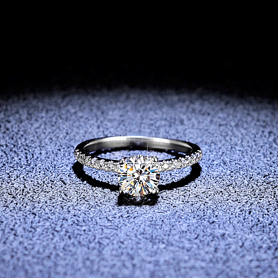 Кольца для пальцев из стерлингового серебра с родиевым покрытием и муассанитами толщиной 925 мм WG6D295-47-1