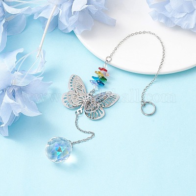 Латунные подвесные украшения в виде бабочек HJEW-JM01758-1