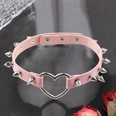 Регулируемые регулируемые готические ожерелья-чокеры из искусственной кожи с заклепками и шипами для женщин NJEW-WH20816-006P-D-1