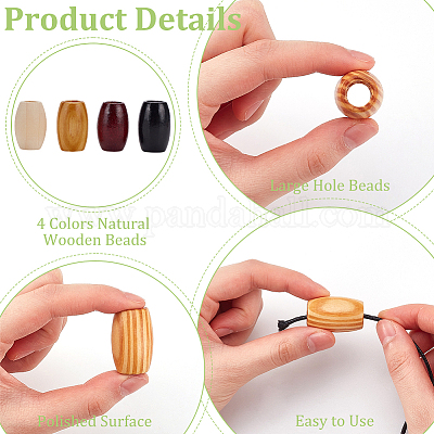 4 цвет натуральные деревянные бусины WOOD-FG0001-53-1