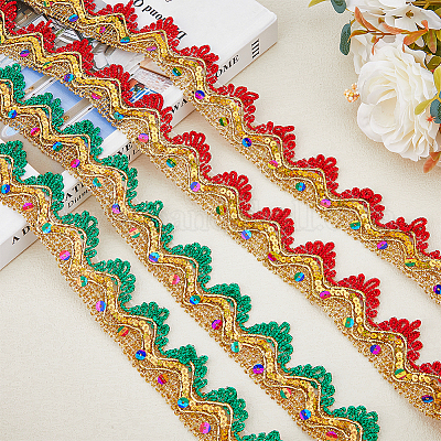 2 карточка 2 цвета металлизированная полиэстеровая кружевная лента OCOR-FH0001-25-1