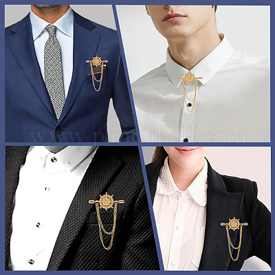 2 шт. брошь-цепочка в виде шлема из цинкового сплава с хрустальными стразами FIND-GF0006-83G-1