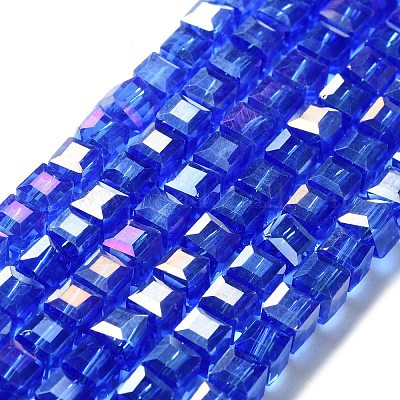 Стеклянные бусины с гальваническим покрытием  EGLA-R030-6x6mm-12-1