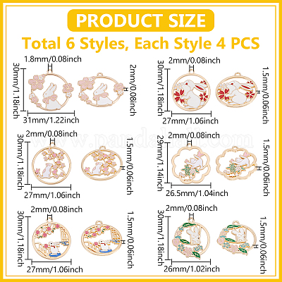 24шт 6 стиля подвески из сплава с эмалью ENAM-UN0001-18-1