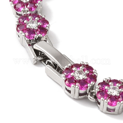 Ожерелья с цветочным звеном из латуни и циркония для женщин NJEW-B108-01P-01-1